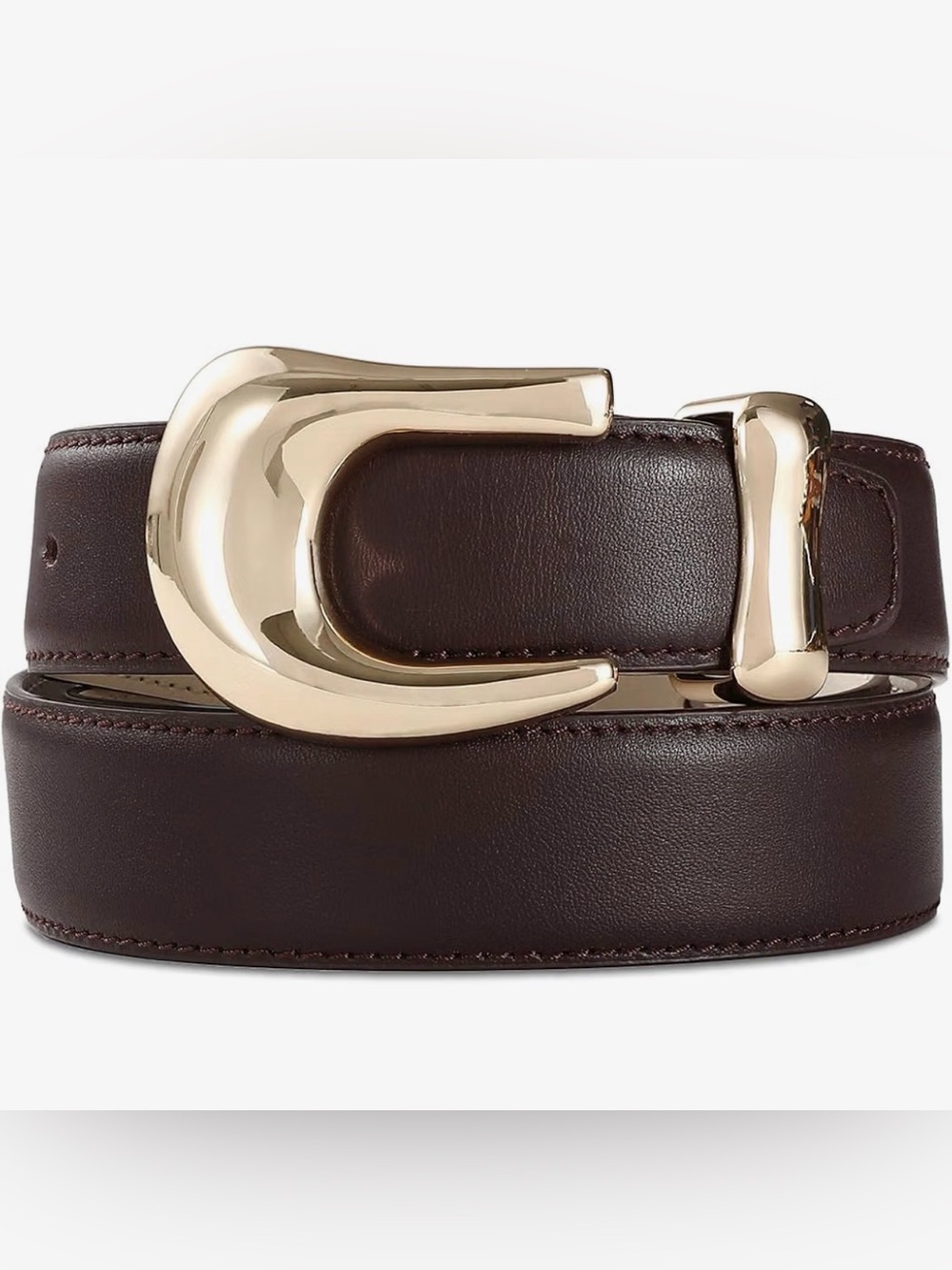 Burgundy Genuine Leather Belt with Gold Buckle X-Large (Fits Waist 39-43”) NWT